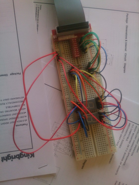Our 7-Segment display wired up and ready to go.